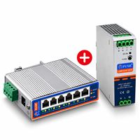 Switch PoE průmyslový USR-ISG1008P, 8× PoE+ Gigabit, 10/100/1000 Mb/s, 120 W, DIN, včetně zdroje (USR-D48-120S)