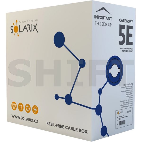 Kabel c.5e, FTP PVC, SOLARIX, box 305m