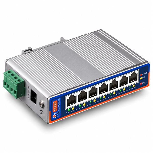 Switch PoE průmyslový, 8x PoE, 10/100/1000 Mbps, 120 W, DIN