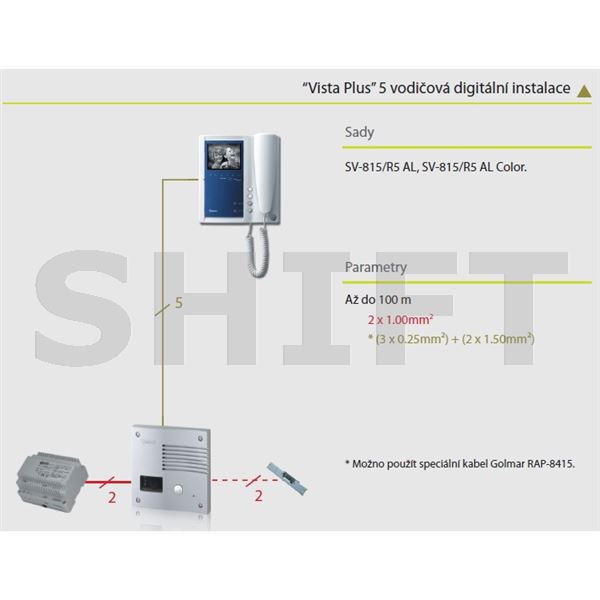 Video kit černobílý SV-815/R5 AL, šedý panel, 5 vodičů digital